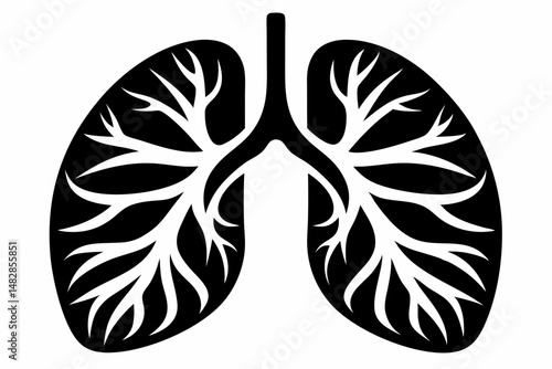 lungs silhouette line art vector illustration with a white background