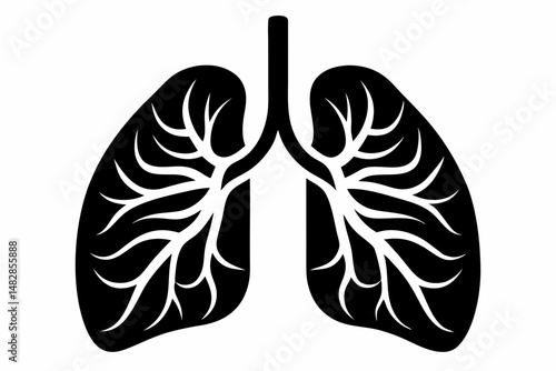 lungs silhouette line art vector illustration with a white background