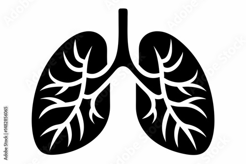 lungs silhouette line art vector illustration with a white background