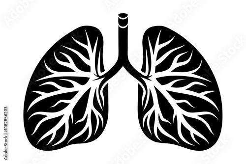 lungs silhouette line art vector illustration with a white background