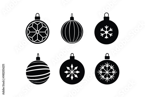 Christmas Ball Silhouette Vector Set  for Festive Ornament Design