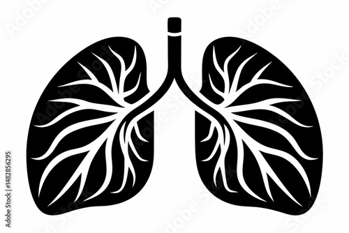 lungs silhouette line art vector illustration with a white background