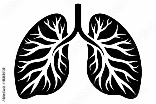 lungs silhouette line art vector illustration with a white background