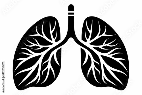 lungs silhouette line art vector illustration with a white background