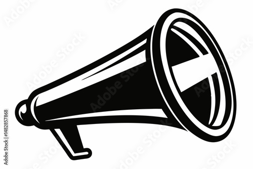 megaphone silhouette line art vector illustration with a white background