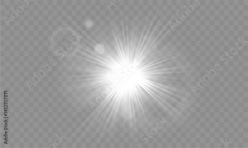 Png glowing star with flare sparkle and shine on bright white background featuring light flash magic starlight effect glitter beam abstract design explosion