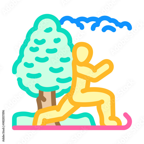 outdoor yoga spring color icon vector illustration