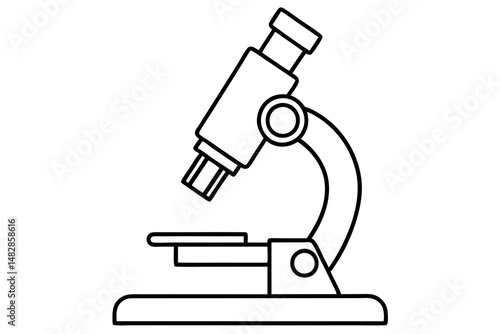 microscope silhouette line art vector illustration with a white background