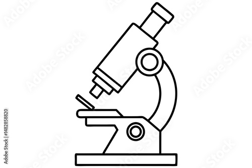 microscope silhouette line art vector illustration with a white background