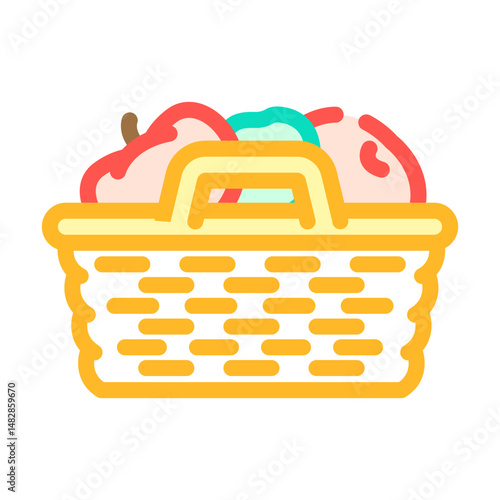 fruit picking summer spend time color icon vector illustration