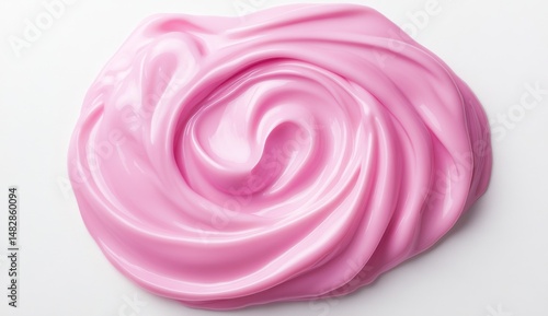 Smooth Pink Creamy Slime Swirl on White Background for Crafts
