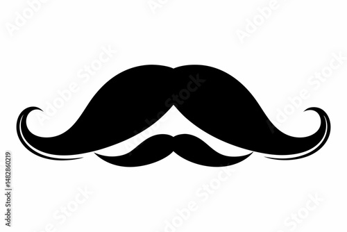 moustache silhouette line art vector illustration with a white background