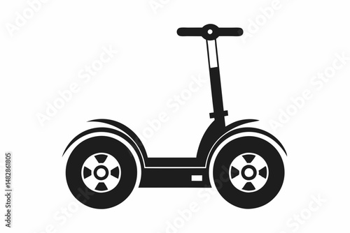 segway silhouette line art vector illustration with a white background