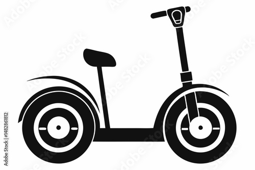 segway silhouette line art vector illustration with a white background