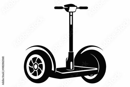 segway silhouette line art vector illustration with a white background
