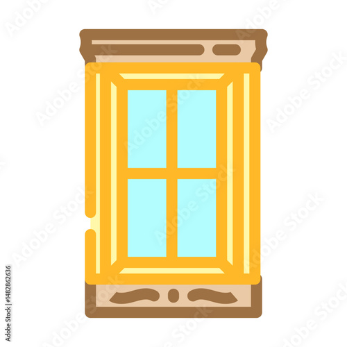 door wood frame house color icon vector illustration