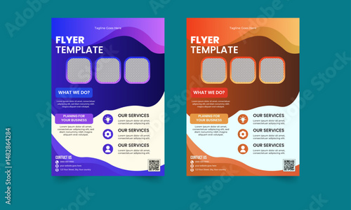 Modern Business Flyer Templates – Blue & Orange Theme Variants