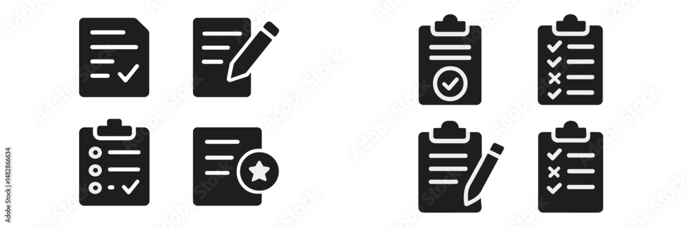 Checklist and note symbols used in organizing tasks efficiently for productivity Checklist and note symbols used in organizing tasks efficiently for productivity