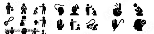 Icons representing various emotional and mental health concepts in a minimalistic design