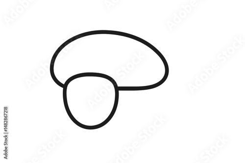 Simple line drawing of a mushroom, capturing its unique shape and features in minimalistic art style