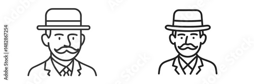 Men wearing hats and suits in a vintage style illustration showcasing classic fashion elements from the early 20th century