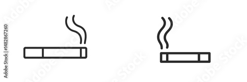 Cigarettes with smoke gently rising, showcasing simple designs on a plain background