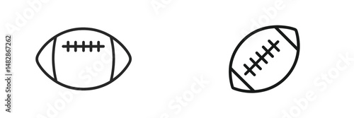 Different types of football illustrations showcasing unique shapes and stitching details illustrating sports design elements