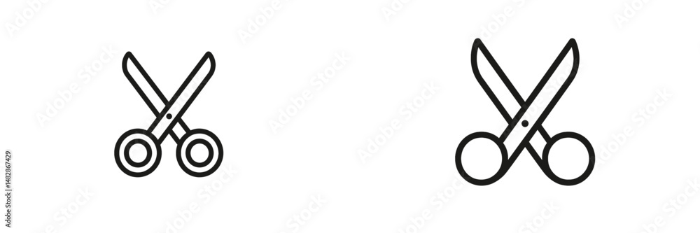Fototapeta premium Various styles of scissors displayed on a white background highlighting differences in design and shape for craft or tailoring use
