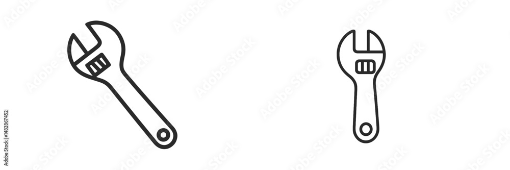 Adjustable wrenches displayed side by side on a plain background, showcasing their different sizes and designs for various tasks Adjustable wrenches displayed side by side on a plain background, showcasing their different sizes and designs for various tasks