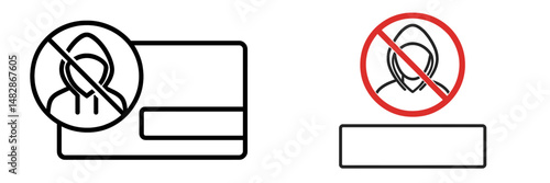 No hooded figure symbol with a crossed-out sign, used for identification challenges in security settings