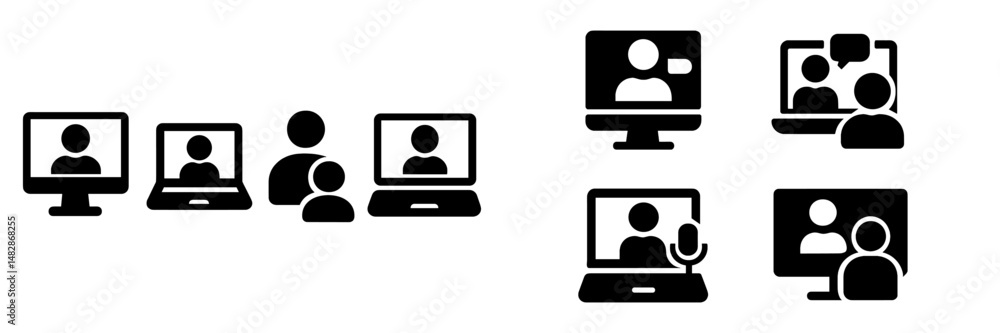 Digital communication methods show virtual meetings and connections through screens during modern remote work Digital communication methods show virtual meetings and connections through screens during modern remote work