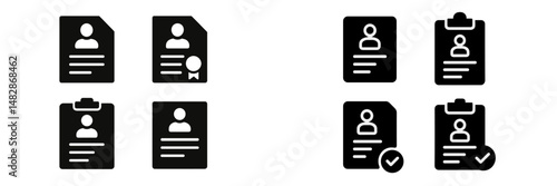 Different styles of resumes and application forms in black and white, showcasing various document formats and layouts useful for job seekers