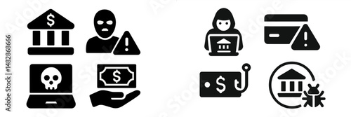 Visual representation of bank security threats and fraud prevention techniques in a digital context