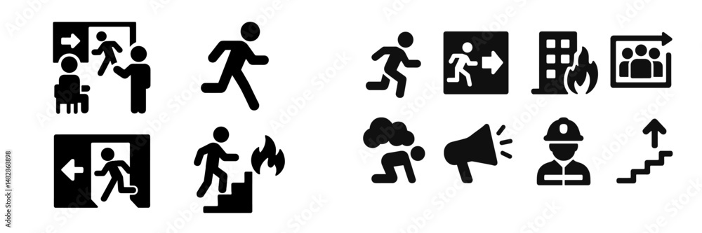Safety symbols guide for emergency evacuation procedures in buildings Safety symbols guide for emergency evacuation procedures in buildings