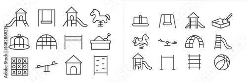 Playground icons collection showcasing various structures and equipment popular in children's play areas