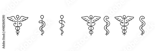 Symbols representing medicine and healing at a health-related event in an urban setting