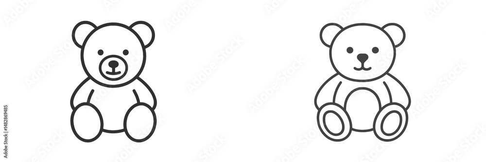 Two simple teddy bear illustrations in a minimalist style for children and nursery decor Two simple teddy bear illustrations in a minimalist style for children and nursery decor