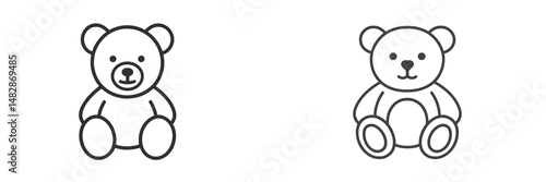 Two simple teddy bear illustrations in a minimalist style for children and nursery decor