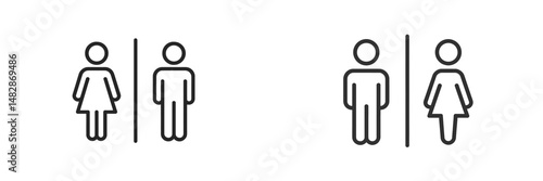 Illustration of gender-specific restroom signs indicating facilities for men and women for public convenience