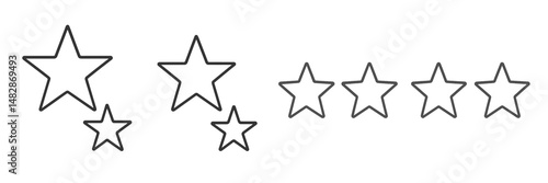 Stars in various sizes showcasing artistic designs for creative applications or decorations in minimalist style
