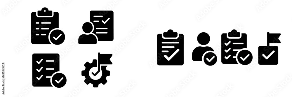 Symbols of teamwork and organization featuring checklists and people engaged in task management Symbols of teamwork and organization featuring checklists and people engaged in task management