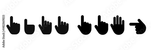 Various hand gestures displayed in a minimalist design illustrating communication concepts