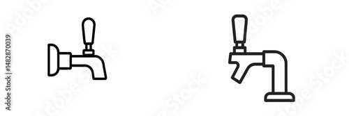 Two types of faucets with distinct designs displayed on a minimalistic background in a home improvement context