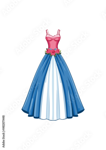 ball gown wedding dress, pink trim, yellow bodice, red lace, clover top.ball gown styles became more diverse, reflecting a wider range of tastes and influences. While traditional, voluminous ball gown