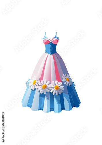 ball gown wedding dress, pink trim, yellow bodice, red lace, clover top.ball gown styles became more diverse, reflecting a wider range of tastes and influences. While traditional, voluminous ball gown