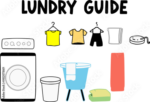 Solid Laundry Guide Icons Vector