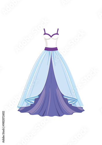 ball gown wedding dress, purple trim, blue bodice, white lace, reflecting societal shifts, technological advancements, and changing ideals of beauty. From the extravagant court dresses 