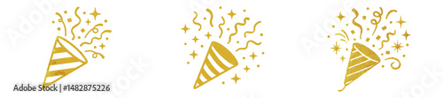 Party hats and confetti create a festive atmosphere for celebrations and gatherings