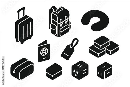 Essential travel items including suitcase, backpack, and passport for an organized journey