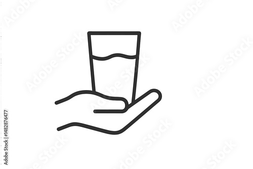 Glass of water held in hand, symbolizing hydration and well-being